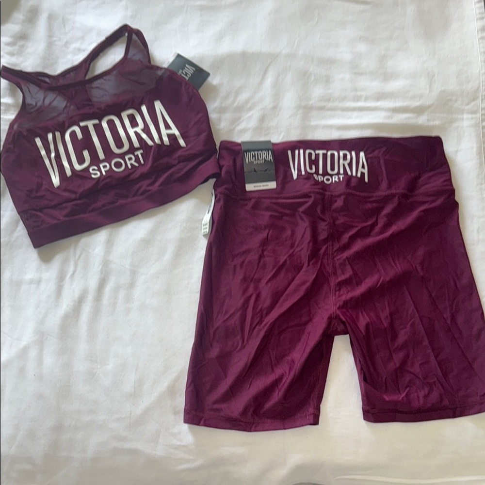 Victoria's Secret Maroon Bike Shorts and Top Set